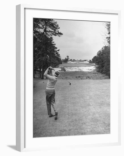 Golfer Herman Keiser Hitting Drive on 367 Yard Second Hole During Masters Golf Tournament-Al Fenn-Framed Premium Photographic Print