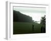 Golfer in Action with Water View Beyond-null-Framed Premium Photographic Print