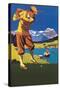 Golfer in Plus-Fours in Mountains-null-Stretched Canvas