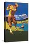 Golfer in Plus-Fours in Mountains-null-Stretched Canvas