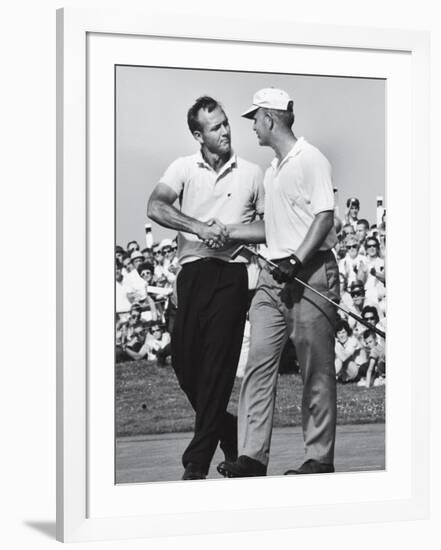 Golfer Jack Nicklaus and Arnold Palmer During National Open Tournament-John Dominis-Framed Premium Photographic Print