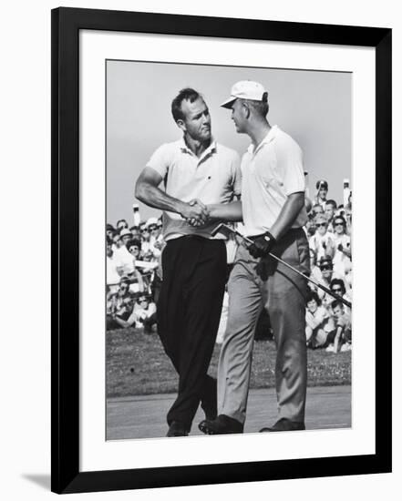 Golfer Jack Nicklaus and Arnold Palmer During National Open Tournament-John Dominis-Framed Premium Photographic Print