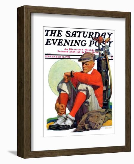 "Golfer Kept Waiting," Saturday Evening Post Cover, September 12, 1931-John E. Sheridan-Framed Giclee Print