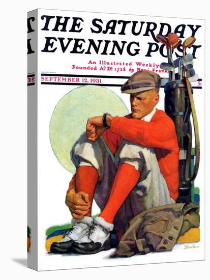 "Golfer Kept Waiting," Saturday Evening Post Cover, September 12, 1931-John E. Sheridan-Stretched Canvas