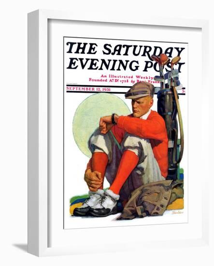 "Golfer Kept Waiting," Saturday Evening Post Cover, September 12, 1931-John E. Sheridan-Framed Giclee Print