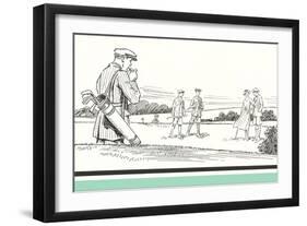 Golfer Lighting Cigarette-null-Framed Art Print