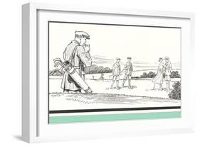 Golfer Lighting Cigarette-null-Framed Art Print