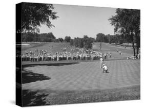 Golfer Lining Up His Putt-null-Stretched Canvas