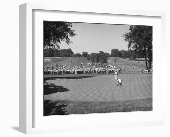 Golfer Lining Up His Putt-null-Framed Photographic Print