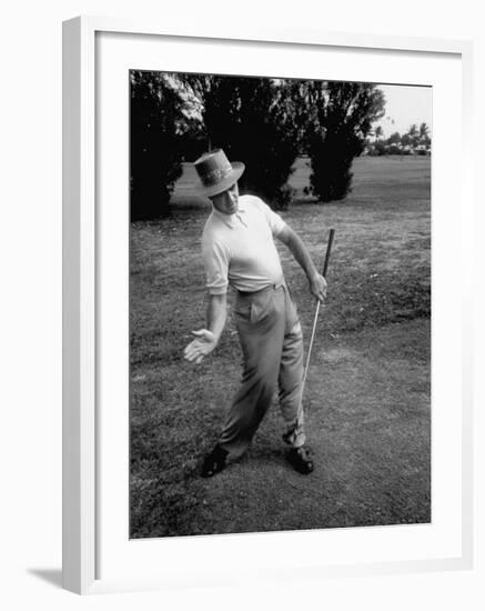 Golfer Sam Snead Demonstrating Sweep of Right Hand in Ben Hogan's Golf Stroke-J^ R^ Eyerman-Framed Premium Photographic Print