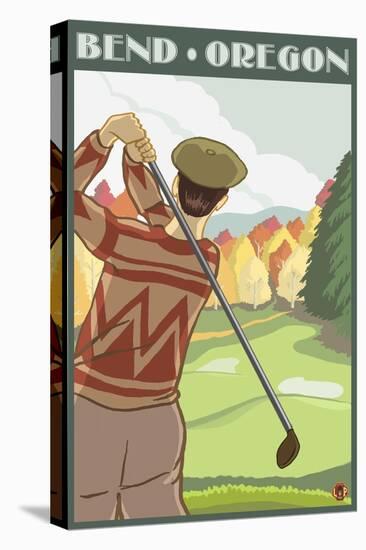 Golfer Scene, Bend, Oregon-Lantern Press-Stretched Canvas