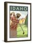 Golfer Scene - Idaho-Lantern Press-Framed Art Print