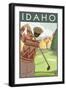 Golfer Scene - Idaho-Lantern Press-Framed Art Print