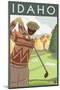 Golfer Scene - Idaho-Lantern Press-Mounted Art Print