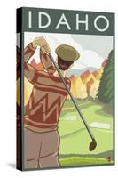 Golfer Scene - Idaho-Lantern Press-Stretched Canvas
