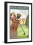 Golfer Scene - New Mexico-Lantern Press-Framed Art Print