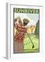 Golfer Scene, Sun River, Oregon-Lantern Press-Framed Art Print