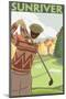 Golfer Scene, Sun River, Oregon-Lantern Press-Mounted Art Print