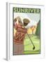 Golfer Scene, Sun River, Oregon-Lantern Press-Framed Art Print