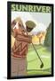 Golfer Scene, Sun River, Oregon-Lantern Press-Framed Art Print