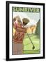 Golfer Scene, Sun River, Oregon-Lantern Press-Framed Art Print