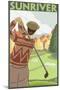 Golfer Scene, Sun River, Oregon-Lantern Press-Mounted Art Print