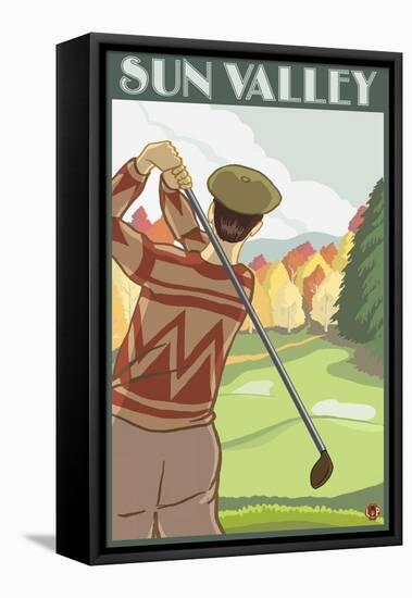 Golfer Scene, Sun Valley, Idaho-Lantern Press-Framed Stretched Canvas