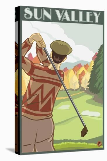 Golfer Scene, Sun Valley, Idaho-Lantern Press-Stretched Canvas