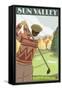 Golfer Scene, Sun Valley, Idaho-Lantern Press-Framed Stretched Canvas