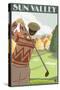 Golfer Scene, Sun Valley, Idaho-Lantern Press-Stretched Canvas