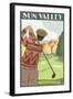 Golfer Scene, Sun Valley, Idaho-Lantern Press-Framed Art Print