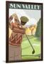 Golfer Scene, Sun Valley, Idaho-Lantern Press-Framed Art Print