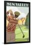 Golfer Scene, Sun Valley, Idaho-Lantern Press-Framed Art Print