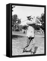 Golfer Ted Ray Swinging a Club Photograph-Lantern Press-Framed Stretched Canvas