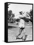 Golfer Ted Ray Swinging a Club Photograph-Lantern Press-Framed Stretched Canvas