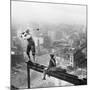 Golfer Teeing off on Girder High above City-null-Mounted Photographic Print