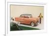 Golfer with Fifties Car-null-Framed Premium Giclee Print