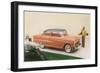 Golfer with Fifties Car-null-Framed Art Print