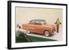 Golfer with Fifties Car-null-Framed Art Print