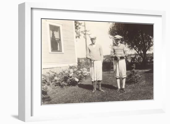 Golfers in Backyard-null-Framed Art Print