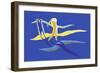 Golfers in Yellow and Blue-null-Framed Art Print