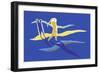 Golfers in Yellow and Blue-null-Framed Art Print