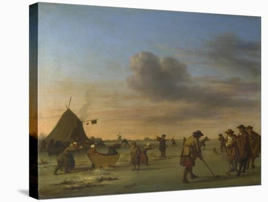 Golfers on the Ice Near Haarlem, 1668-Adriaen van de Velde-Stretched Canvas