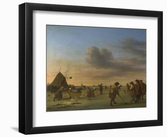 Golfers on the Ice Near Haarlem, 1668-Adriaen van de Velde-Framed Premium Giclee Print