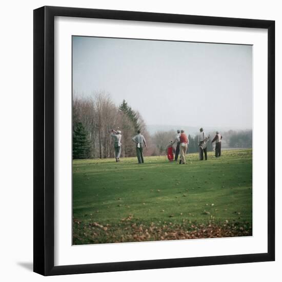 Golfers Playing on Golf Course-Walker Evans-Framed Photographic Print