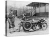 Golfers with a 1939 Ajs and Sidecar, (C1939)-null-Stretched Canvas