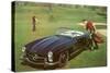 Golfers with Sports Car on Golf Course-null-Stretched Canvas