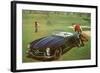 Golfers with Sports Car on Golf Course-null-Framed Art Print