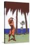 Golfing Amid Palm Trees-null-Stretched Canvas