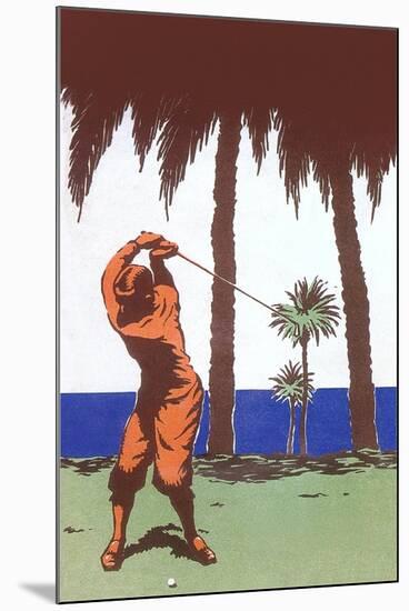 Golfing Amid Palm Trees-null-Mounted Art Print